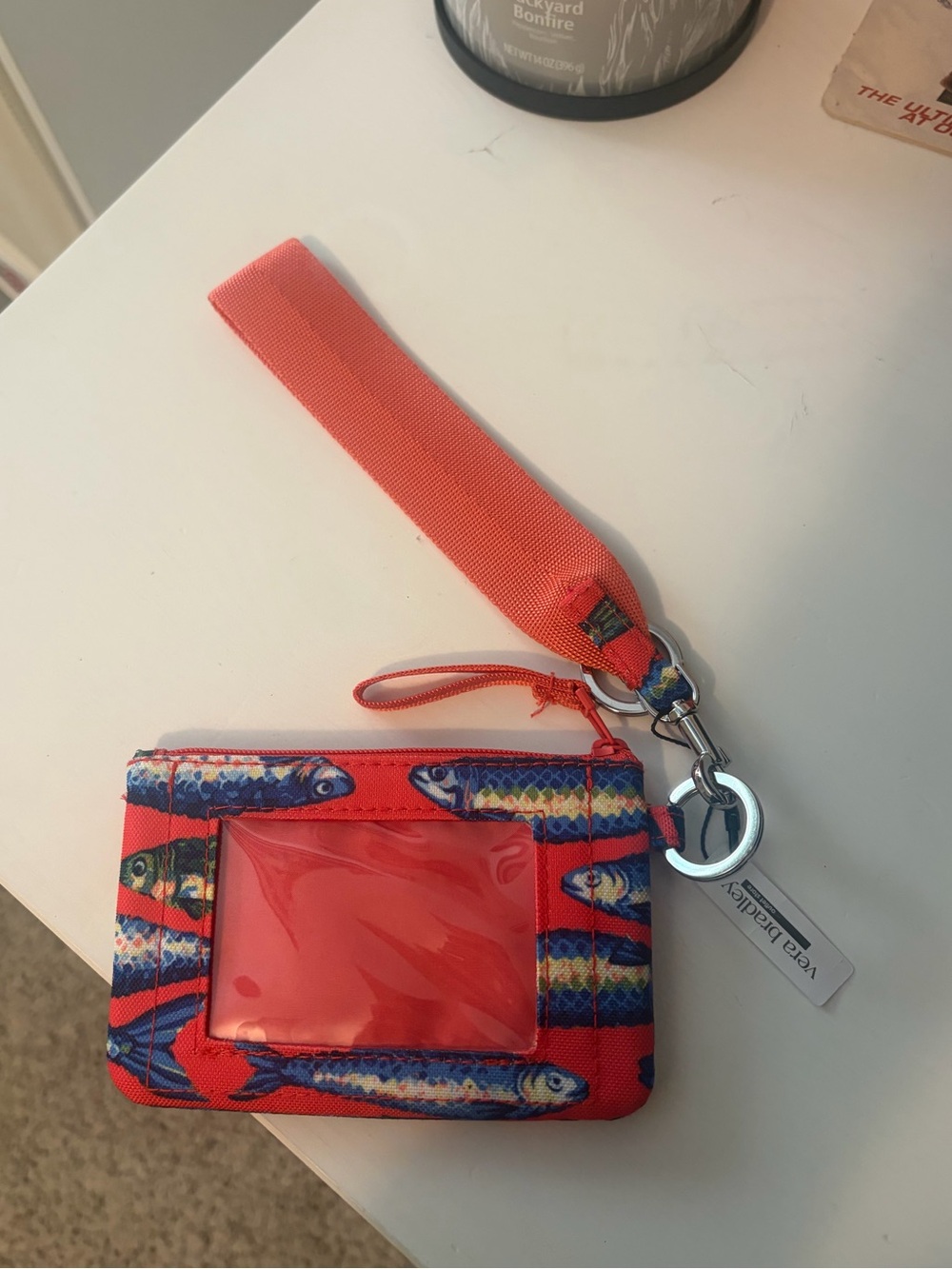 Vera Bradley Coral Fish Print ID Wristlet